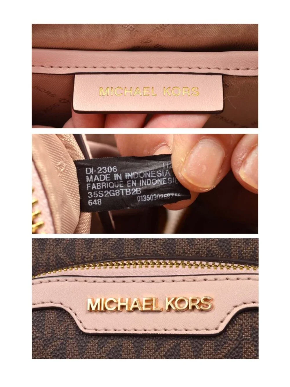 Michael Kors Jaycee Medium Logo Backpack Brown Pink Print